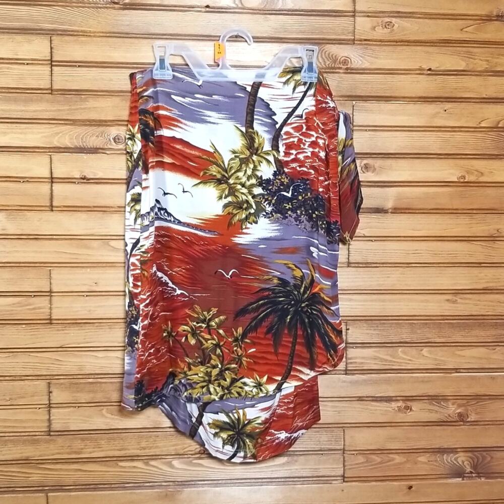 Carole Little Sport Rayon Wrap Skirt Paradise Island Mural Graphic Size Medium - Picture 5 of 8